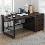 Walnut Wooden Study Desk with 3 Drawers & Bottom Storage Shelf, Computer Workstation for Students & Home Office, Simple Writing Table for Bedroom (120x50x73cm)