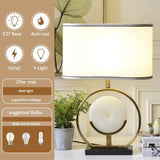 YUJUNDZSW 24” Tall Gold Modern Metal Table Lamp with Rectangular Fabric Shade and Marble Black Base Simple Desk Lamp
