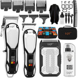 LQT Hair Clippers for Men 4 in 1 White LED Display Cordless Clippers Set Professional Electric Beard Trimmer for Men Foil Shaver Nose and Ear Hair Trimmer with Storage Bag to Son Husband Father Gifts