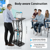 Podium Stand, Metal Black Pulpit Lectern for Speeches Churches, 47inch Portable Pulpit Podium with Cup Holder