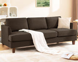 Busaurus 3 Seater Sofa Couch with Deep Seats, 89" Mid Century Modern Upholstered Sofa with Armrests, Comfy Couches for Living Room, Bedroom, Apartment and Office (Brown)