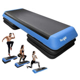 Yes4All Adjustable Workout Aerobic Exercise Step Platform Health Club Size with 4 Adjustable Risers Included and Advanced Risers Options - Blue Black