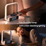 AGEK Digital Alarm Clock Wireless Charger, Dimmable Small Bedside Lamp with Alarm Clock for Bedrooms Home Office Touch Control RGB Night Light Nightstand Lamp for Men Teen