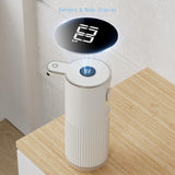 Automatic Soap Dispenser with LED (Battery% & Foam Level), 7000 Uses, 6 Foam Settings, Wall Mount/Countertop, USB-C Rechargeable, for Bathroom Kitchen, White