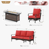 Sophia & William Metal Patio Furniture Set with Fire Pit Table, 4 Pieces