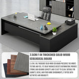 Executive L Shaped Office Desk, 1'' Thick Tabletop, Solid Wood Ecological Board, with Side cabinets and Wire Holes