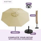 Midtown Umbrellas Push & Pop 10 Ft Patio Umbrellas with Push & Pop Mechanism, Fiberglass Ribs & Sunbrella Fabric – Outdoor Umbrella for Deck, Pool, Cafés and Hotels – Bay Brown Canopy, Black Pole