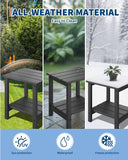 GarveeLife Poly Lumber Rocking Chair Outdoor Set of 4 with 2 Side Table - HDPE High Back Porch Rocker Chairs for Adults - All Weather Resistant Furniture for Patio - Black