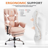 HOMREST 4-Point Massage Office Chair with Heat, 155° Reclining Executive Desk Chair with Adjustable Armrests, Ergonomic High Back Computer Chair for Home Office, Pink