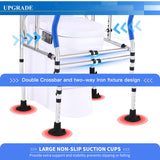 Toilet Safety Rail Frame, Heavy Duty Stand Alone Toilet Rail with Handles for Elderly Handicap, Adjustable Height & Width, Double Crossbar & Suction Cups, 330lbs Capacity, Fits Most Toilets