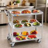 Treshin 3 Tier Stainless Steel Utility Cart, 19" W x 31.1" L x 33.58" H