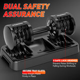 25/55lb Adjustable Dumbbell Set of 2, 5-in-1/10-in-1 Free Weights with Anti-Slip Texture Handle for Exercise, Fitness Equipment Set for Home Gym Strength Training, Suits Both Men and Women (Black 55LBS Pair)