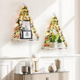 EXIN DECHEN Floating Shelves for Wall No Drilling,Wall Shelves,Hanging Shelf,Leaves and Light Strip with Flower,Set of 2 Plant Decor for Home Livingroom Bedroom,Led Room Decor Aesthetic,Gift