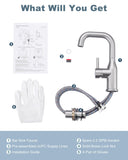 Bar Sink Faucet Single Hole: ARCORA Brushed Nickel Wet Bar Faucets - Prep Sink Faucet 360 Swivel - Small Kitchen Bathroom Faucet with cUPC Supply Lines
