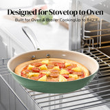 Redchef Nonstick Frying Pan Skillet, Ceramic Non-Stick Saute Pans, 9.5 inch Cooking Fry Pan with Stay Cool Handle (Green)