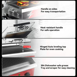 CROSSON 15"×11" Ribbed ETL Listed Commercial Electric Panini Grill,Hinged Auto Leveling Top Plate Panini Press Sandwitch Maker