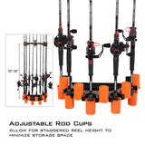 KastKing V10 Rod Rack with Spooling Station, Wall Mounted Fishing Rod/Combo Rack, Holds 10 Combos, Line Spooling Tool for Spinning and Casting Reels (2pcs Line Boss Included)