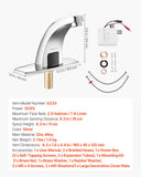 VEVOR Touchless Bathroom Sink Faucet, Automatic Motion Sensor Restroom Toilet Faucet Cold Water with Hole Cover Plate, Battery Operated for 9/16 in Pipe Commercial Lavatory,Chrome Plated Silver,G233M