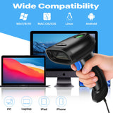 PecuMecu 2 Pack Bluetooth 2D Barcode Scanner, 3-in-1 Bluetooth & USB Wired & 2.4G Wireless QR Barcode Reader, PDF417 Data Matrix Handheld Bar Code Scanner Work with Windows, Android, iOS (TM-10B)