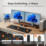 Thunderbolt 4 KVM Switch 2 Monitors 2 Computers 4K@60Hz, HDMI+DisplayPort KVM Switch Dual Monitor for 1 Laptop