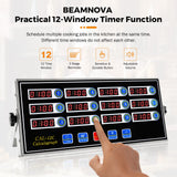 BEAMNOVA 12 Channels Digital Kitchen Timer for Cooking Loud Alarm Stainless Steel Clock Hours and Minutes Seconds Volume Control Electronic Calculator