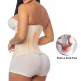 SHAPERX Waist Trainer for Women Underbust Corset Shapewear Tummy Control Workout Waist Cincher Body Shaper Zipper and Hooks, SZ7310-Beige-XL