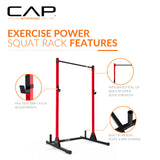 CAP Barbell Power Rack with Pull Up Bar & Attachments - Squat Rack & Strength Training Power Cage for Home Gym - Red