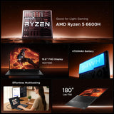 NIMO 15.6" AI-Creator-Laptop, 6-Core AMD R5-6600H 16GB RAM 512GB SSD (Beat i7 1355U up to 4.5GHz) Radeon 660M, FHD IPS 100W Fast PD for Video Editing, Multitasking, Remote Work & Study, 2-Yr Warranty