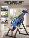 YOLEO Gravity Heavy Duty Inversion Table with Headrest & Adjustable Protective Belt Back Stretcher Machine for Pain Relief Therapy (W1-Blue)