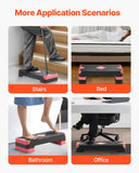 VEVOR Aerobic Exercise Step Platform, 28-Inch Workout Aerobic Stepper, Height Adjustable Fitness Training Step Deck Trainer with 4 Risers, Non-Slip Surface Bench for Home Gym Cardio Strength, Red