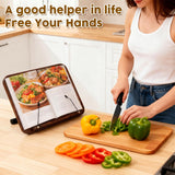 2 in 1 Dual-use Music Stand & Desktop Book Stand, Adjustable Height 16.5"-51", 100% Solid Wood Laptop Floor Stand Book Holder with Elastic Page Clips for Cookbooks (Black Walnut)