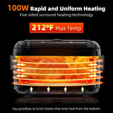 Cordless Heated Lunch Box for Men, 6.3 Cup 100W Electric Lunch Box Food Warmer with 27000mAh Battery for Self Heating, Including Cutlery, Insulated Bag and Divider for Women Adults(Black+White)