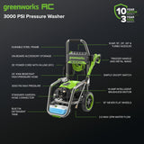 Greenworks 3000 PSI (2.0 GPM Max) Brushless Electric Pressure Washer