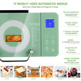 2.2LB Larger Bread Maker Machine with Dual Heaters, 17-in-1 Bread Machine With Die-Cast Ceramic Pan & Auto Fruit Dispenser, Full Stainless Steel Breadmaker, 15H Timer&Keep Warm, Sourdough, Gluten-Free