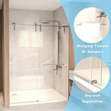 LOHCEH Shower Door,50-54" W x 76" H Sliding Frameless Shower Door,Adjustable Width,5/16"(8mm) SGCC Tempered Glass,Stainless Steel Hardware,Brushed Nickel