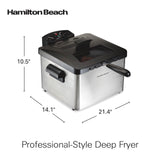 Hamilton Beach Electric Deep Fryer with 3 Baskets and Lid, 4.5 Liters / 19 Cups Oil Capacity, Temperature Control, View Window, Professional Style, 1800 Watts, Stainless Steel (35034)