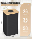 Bins for Kitchen, 26 Gallon (100L) Recycle Bin with Bamboo lid
