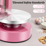 Headery Cake Decorating Machine, 4-12 in Adjustable Cake Cream Coating Spreading Smooth Machine, 60dB Low Noise Cake Frosting Machine w/Scraper for Birthday Cake, 60-320rpm Rotating Speed (Pink)
