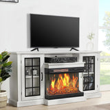 LUXOAK 59" Fireplace TV Stand with 3-Sided Glass Electric Fireplace