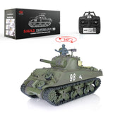 wheelfun Heng Long US in Stock, RC Tank 2.4G 1/16 Scale 7.0 Plastic Version M4A3 Sherman Smoking Unit Battle Tank Military Transport Vehicles 340° Rotating Turret IR Combat Model 3898 BB Airsoft