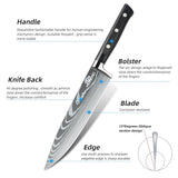 MDHAND Chef Knife Set with Roll Bag, 9PCS Professional Knife Set with Sharpener, High Carbon Stainless Steel Japanese Kitchen Knife Set - Forged Triple Rivet Handle, Dishwasher Safe, Chef Gifts, Black