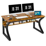 Oraspala Computer Desk, 47 x 20in Computer Desk, Office Desk w/Storage, Home Office Desks for Gaming Study Writing Work, Sturdy Metal Frame, Large Legroom, Waterproof, Scratch-Resistant, Rustic Brown
