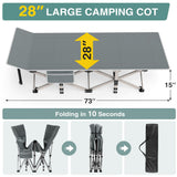 ZENPETIO Camping Cot for Adults, Heavy-Duty Portable Cot Bed with Mattress, Foldable Padded Sleeping Cots for Camping Travel Tent Day Bed Outdoor & Home Guest, Max Load 500 LBS, 75x28x15” ZENPETIO