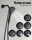 brassqueen Tub Shower Faucet Set with Magnetic 5-Function Handheld bathtub shower faucet set with Rough-in Valve Trim Kit Matte Black