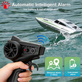 SVERTIBO Fast RC Boat for Adults, 20KM/H High Speed Remote Control Racing Boats, Self-Righting, 2 Batteries, 20+ Mins, 2.4GHz Pool & Lake Summer Toys Gifts (Silver)
