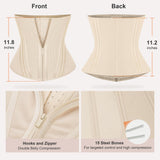 SHAPERX Waist Trainer for Women Underbust Corset Shapewear Tummy Control Workout Waist Cincher Body Shaper Zipper and Hooks, SZ7310-Beige-XL