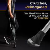 MD by Drive Air-Crutch Lightweight Walking Crutch, Adult Crutches for Walking with Comfortable Underarm Pads and Ergonomic Grips, Adjustable Height 4'7"-6'7", 300 lb Capacity, Gray