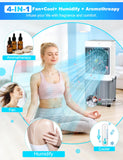 Swamp Cooler,Evaporative Air Cooler 2026 Upgraded Windowless Portable Air Conditioners with 10GAL Detachable Tank,120° Oscillation,Ultra Quiet,Timer,Remote,30H Cooling Fan for Bedroom Apartment Garage