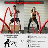 Battle Rope for Home Gym Workout - 1.5 Inch 30ft Heavy Weighted Training Exercise Ropes Fitness Equipment with Sleeve and Anchor Strap Kit for Outdoor Working Out - Red