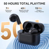 WWU Wireless Earphones, in-Ear Earbuds with Charging Case, 43H Playtime Long Playback Time, Compact and Lightweight, Bass Stereo Sound, IPX7 Waterproof Earphones for Gym/Running/Work，Black